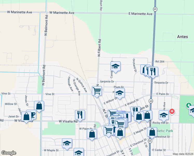 map of restaurants, bars, coffee shops, grocery stores, and more near 953 Road 192 in Exeter
