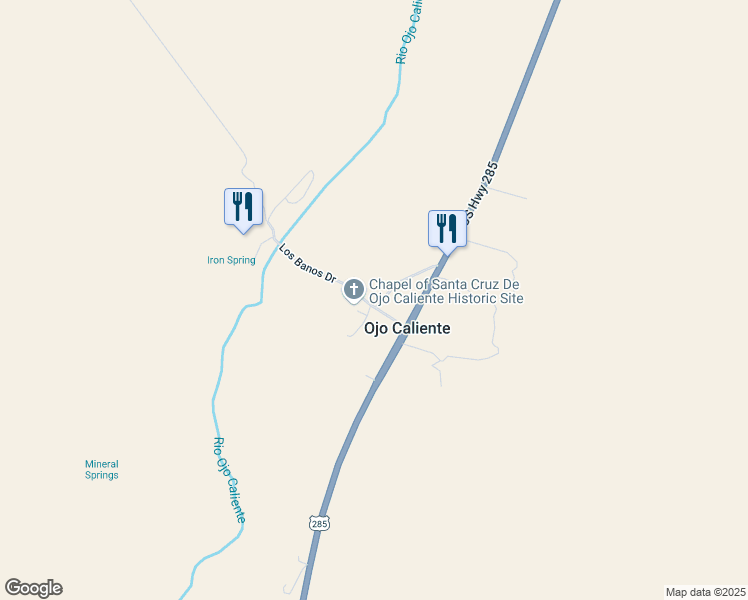 map of restaurants, bars, coffee shops, grocery stores, and more near in Ojo Caliente