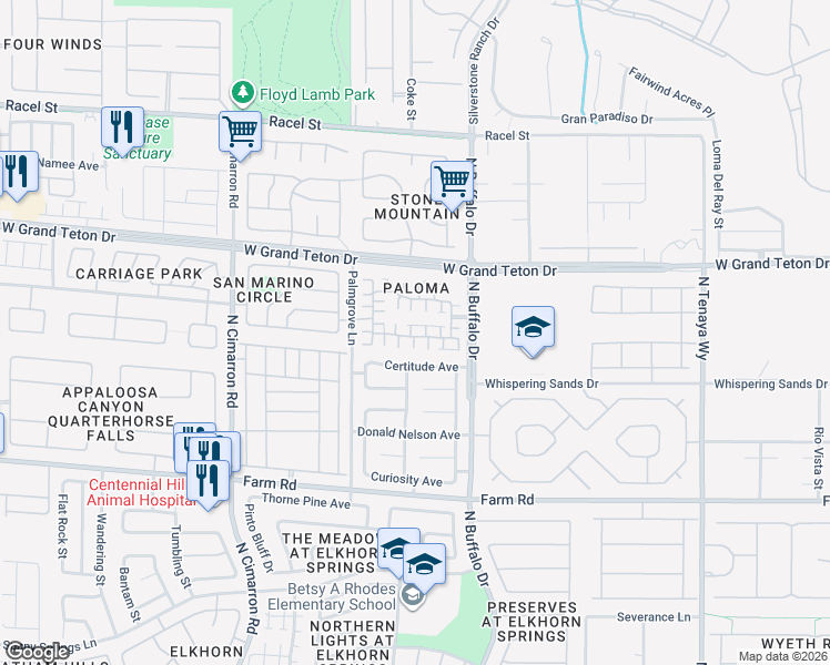 map of restaurants, bars, coffee shops, grocery stores, and more near 7820 Strong Water Court in Las Vegas