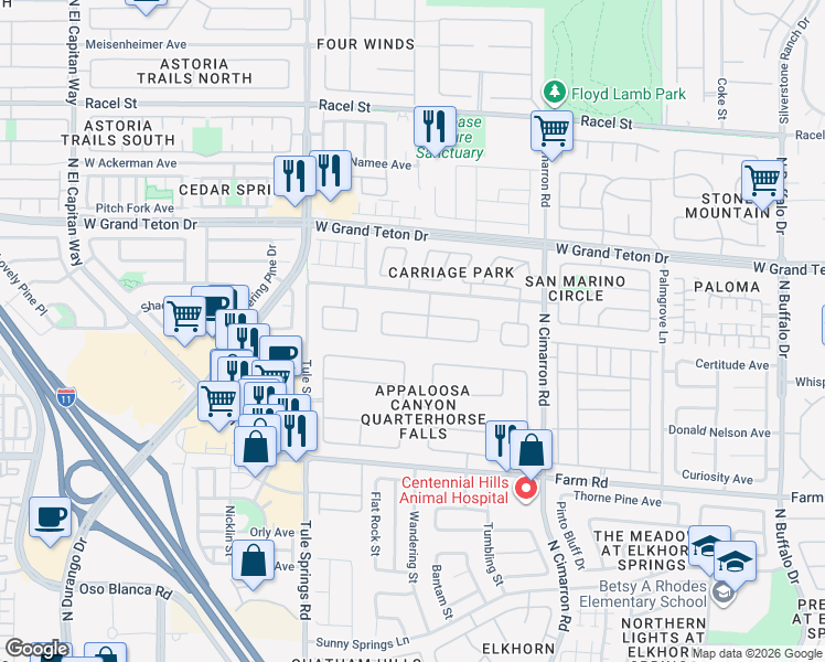 map of restaurants, bars, coffee shops, grocery stores, and more near 8280 Orange Vale Avenue in Las Vegas