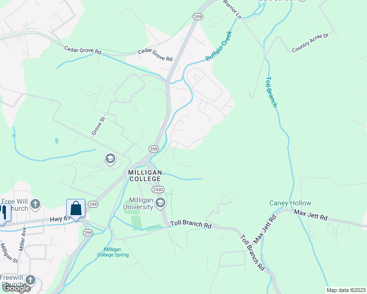 map of restaurants, bars, coffee shops, grocery stores, and more near 140 Neth Drive in Johnson City