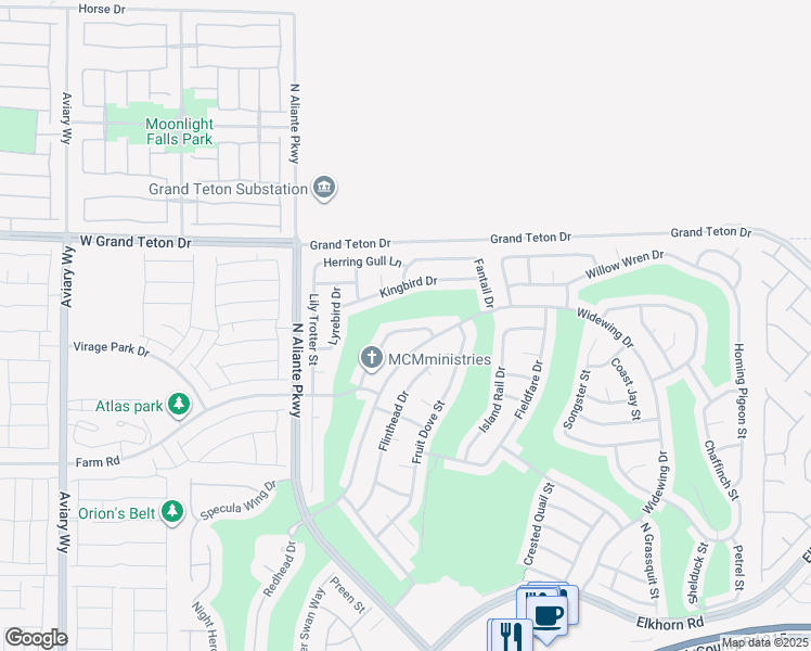 map of restaurants, bars, coffee shops, grocery stores, and more near 3312 Lapwing Drive in North Las Vegas