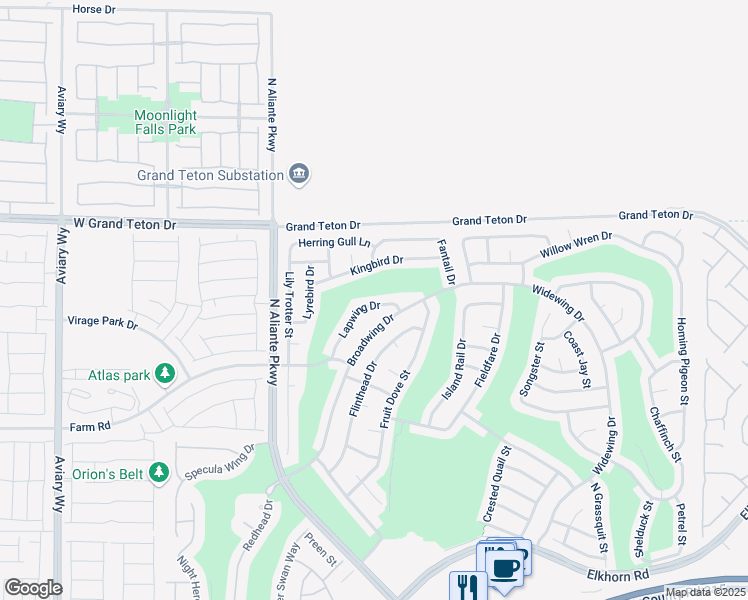 map of restaurants, bars, coffee shops, grocery stores, and more near 3312 Lapwing Drive in North Las Vegas