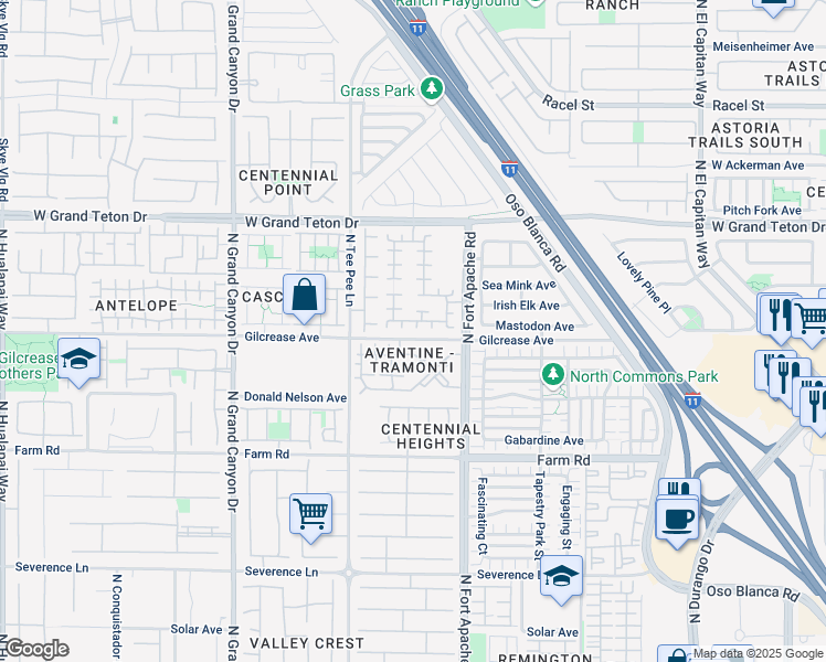 map of restaurants, bars, coffee shops, grocery stores, and more near 7813 Slendermint Court in Las Vegas