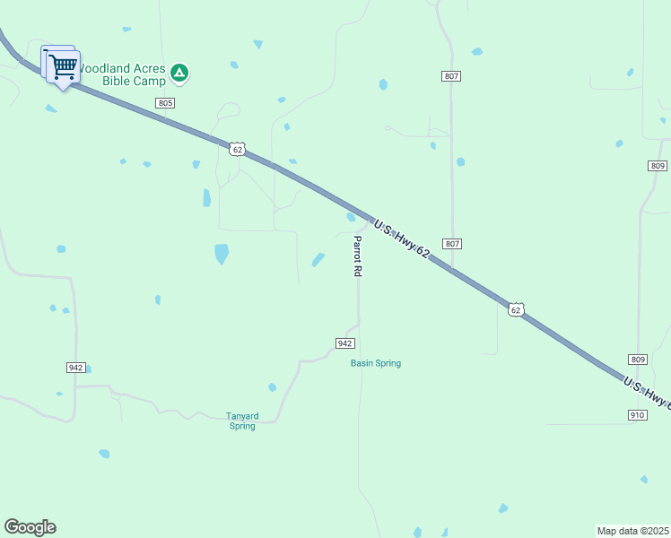 map of restaurants, bars, coffee shops, grocery stores, and more near 122 Parrot Road in Green Forest