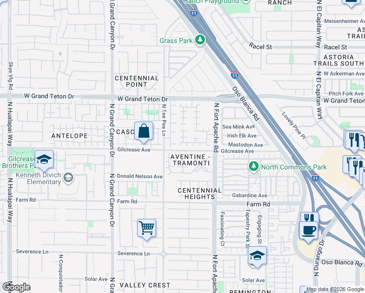 map of restaurants, bars, coffee shops, grocery stores, and more near 7813 Slendermint Court in Las Vegas