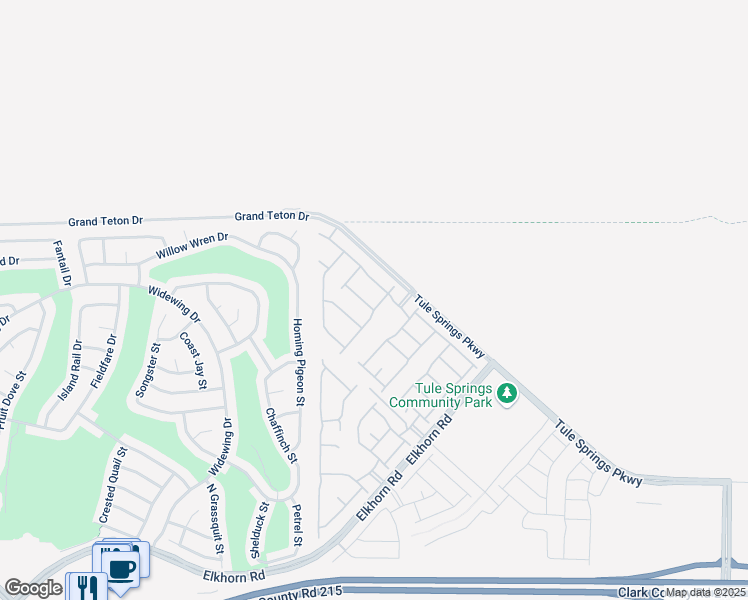 map of restaurants, bars, coffee shops, grocery stores, and more near Homing Pegion Street in North Las Vegas