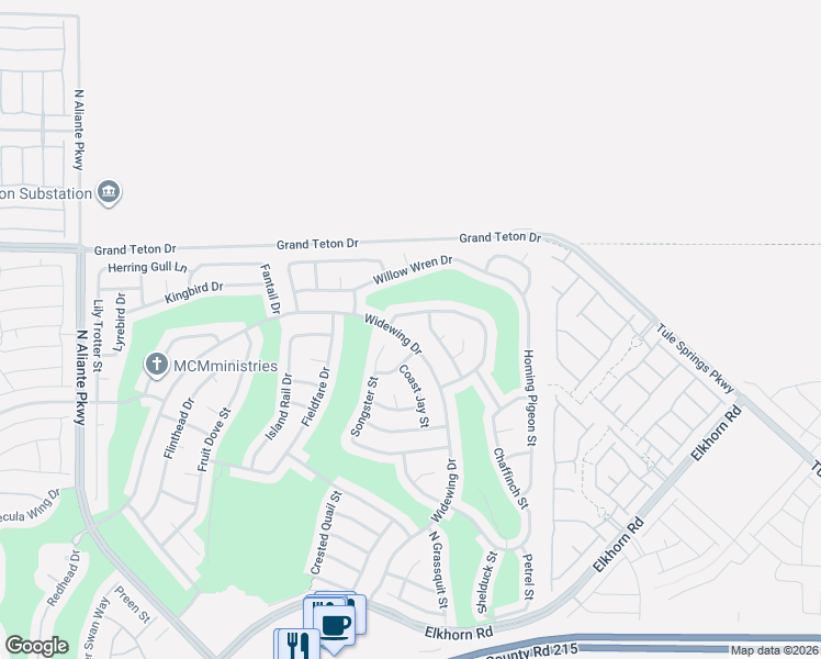 map of restaurants, bars, coffee shops, grocery stores, and more near 7828 Widewing Drive in North Las Vegas