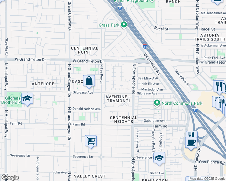 map of restaurants, bars, coffee shops, grocery stores, and more near 7813 Slendermint Court in Las Vegas