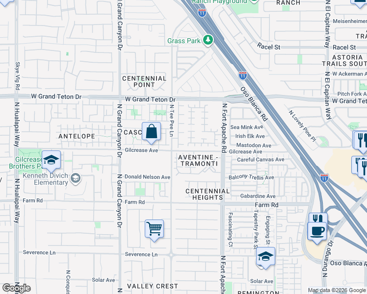 map of restaurants, bars, coffee shops, grocery stores, and more near 1078 Gilcrease Avenue in Las Vegas