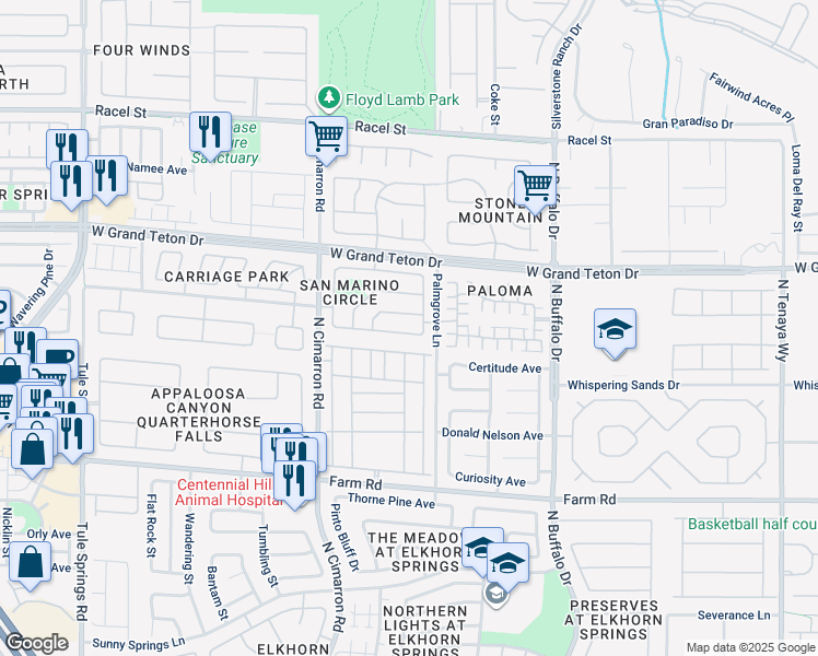 map of restaurants, bars, coffee shops, grocery stores, and more near 7808 Brookfield Cove Avenue in Las Vegas