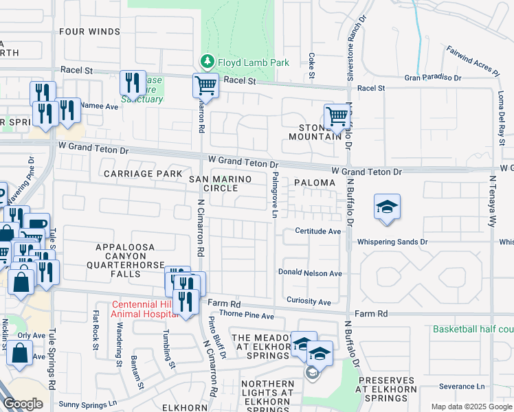 map of restaurants, bars, coffee shops, grocery stores, and more near 7808 Brookfield Cove Avenue in Las Vegas