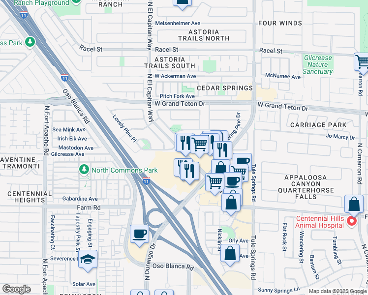 map of restaurants, bars, coffee shops, grocery stores, and more near 8605 Blowing Pines Drive in Las Vegas