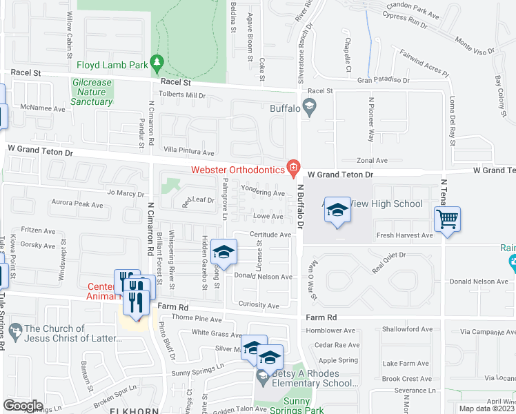 map of restaurants, bars, coffee shops, grocery stores, and more near 7829 Strong Water Court in Las Vegas