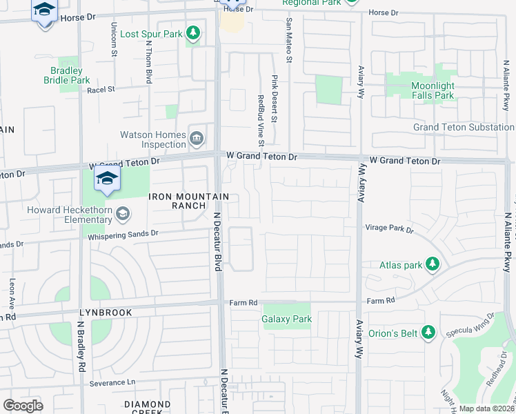 map of restaurants, bars, coffee shops, grocery stores, and more near 7855 Pandora Sky Street in North Las Vegas