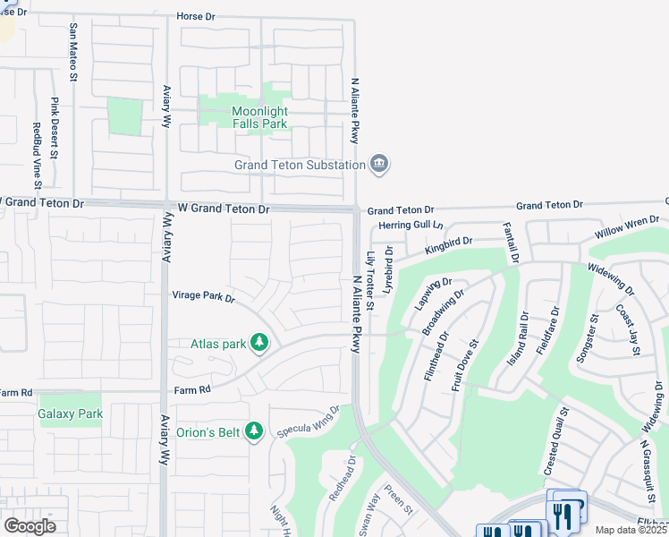 map of restaurants, bars, coffee shops, grocery stores, and more near 3752 Andorian Avenue in North Las Vegas