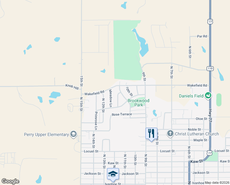map of restaurants, bars, coffee shops, grocery stores, and more near 1707 North 11th Street in Perry