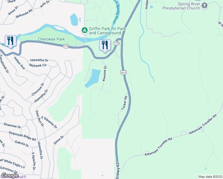 map of restaurants, bars, coffee shops, grocery stores, and more near 50 Kiwanie Circle in Hardy