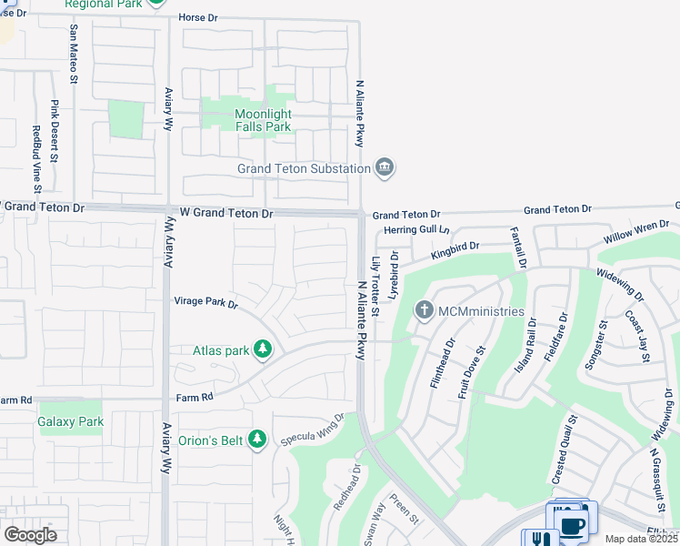 map of restaurants, bars, coffee shops, grocery stores, and more near 3752 Andorian Avenue in North Las Vegas