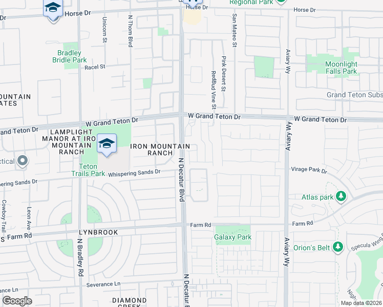 map of restaurants, bars, coffee shops, grocery stores, and more near 7727-7843 North Decatur Boulevard in North Las Vegas