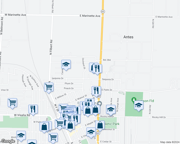 map of restaurants, bars, coffee shops, grocery stores, and more near 803 Monarch Circle in Exeter