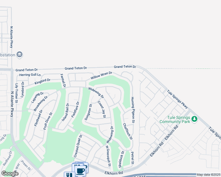 map of restaurants, bars, coffee shops, grocery stores, and more near 2313 Carrier Dove Way in North Las Vegas