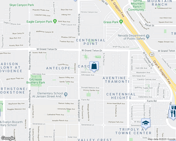 map of restaurants, bars, coffee shops, grocery stores, and more near 9477 Medford Falls Avenue in Las Vegas