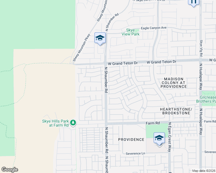 map of restaurants, bars, coffee shops, grocery stores, and more near 50 North Shaumber Road in Las Vegas