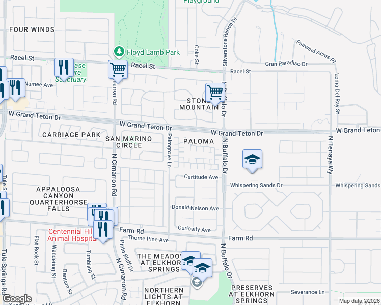 map of restaurants, bars, coffee shops, grocery stores, and more near 7900 Horn Tail Court in Las Vegas