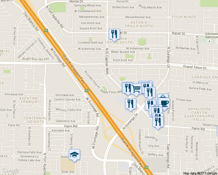 map of restaurants, bars, coffee shops, grocery stores, and more near 8749 Shady Pines Drive in Las Vegas