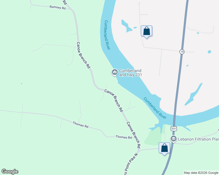 map of restaurants, bars, coffee shops, grocery stores, and more near 605 Canoe Branch Road in Lebanon