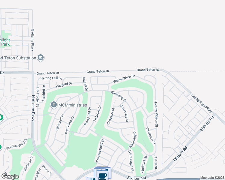 map of restaurants, bars, coffee shops, grocery stores, and more near 7870 Widewing Drive in North Las Vegas