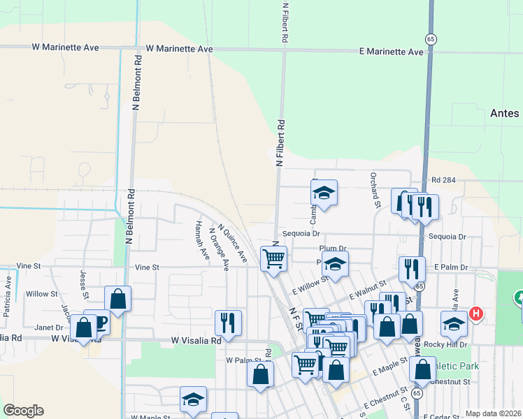map of restaurants, bars, coffee shops, grocery stores, and more near 1001-1073 North Filbert Road in Exeter