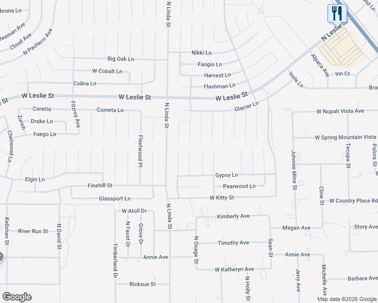 map of restaurants, bars, coffee shops, grocery stores, and more near North Hewitt Avenue in Pahrump