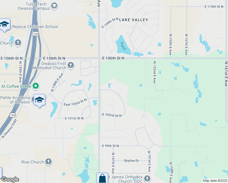 map of restaurants, bars, coffee shops, grocery stores, and more near 11059 North 148th East Avenue in Owasso