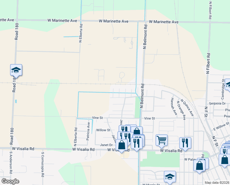 map of restaurants, bars, coffee shops, grocery stores, and more near 674 Danae Ct in Exeter