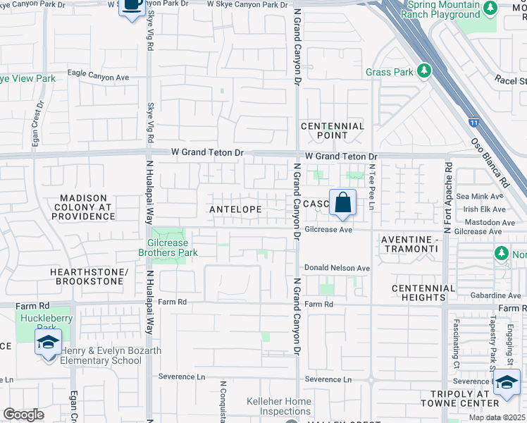 map of restaurants, bars, coffee shops, grocery stores, and more near 7833 Blesbok Court in Las Vegas
