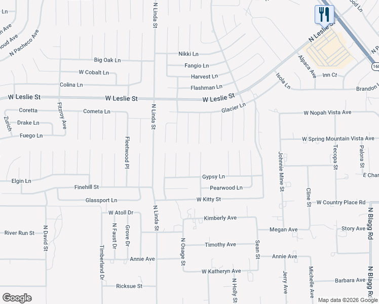 map of restaurants, bars, coffee shops, grocery stores, and more near North Itasca Place in Pahrump