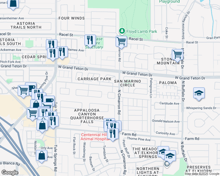 map of restaurants, bars, coffee shops, grocery stores, and more near 8013 Hidden Quail Avenue in Las Vegas