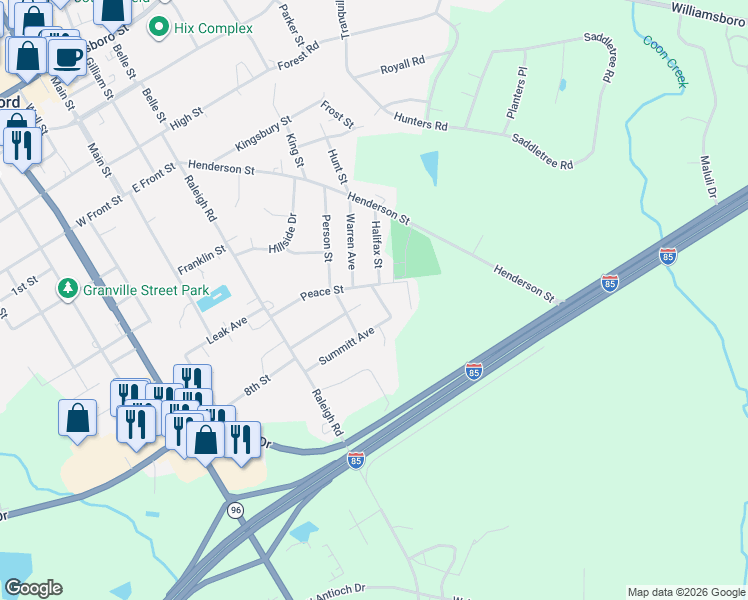 map of restaurants, bars, coffee shops, grocery stores, and more near 130 Halifax Street in Oxford