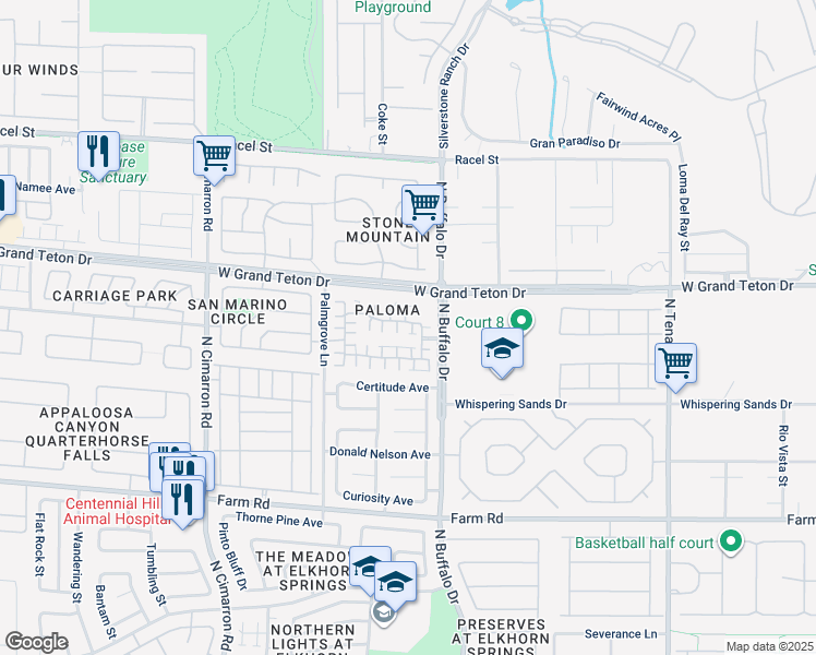 map of restaurants, bars, coffee shops, grocery stores, and more near 7913 Limbwood Court in Las Vegas
