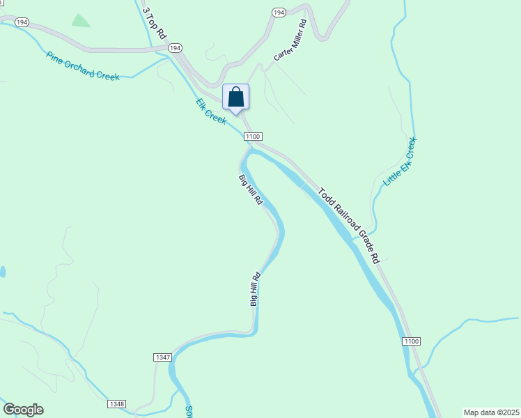 map of restaurants, bars, coffee shops, grocery stores, and more near 5325 Big Hill Road in Todd