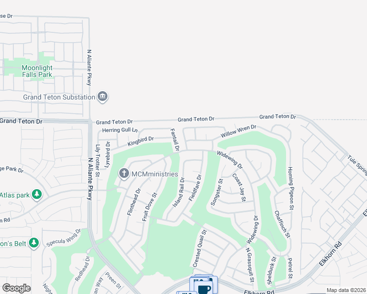 map of restaurants, bars, coffee shops, grocery stores, and more near 7909 Grey Teal Street in North Las Vegas