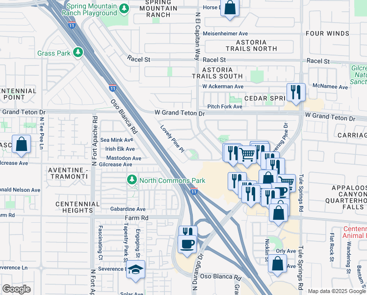 map of restaurants, bars, coffee shops, grocery stores, and more near 7836 Lovely Pine Place in Las Vegas