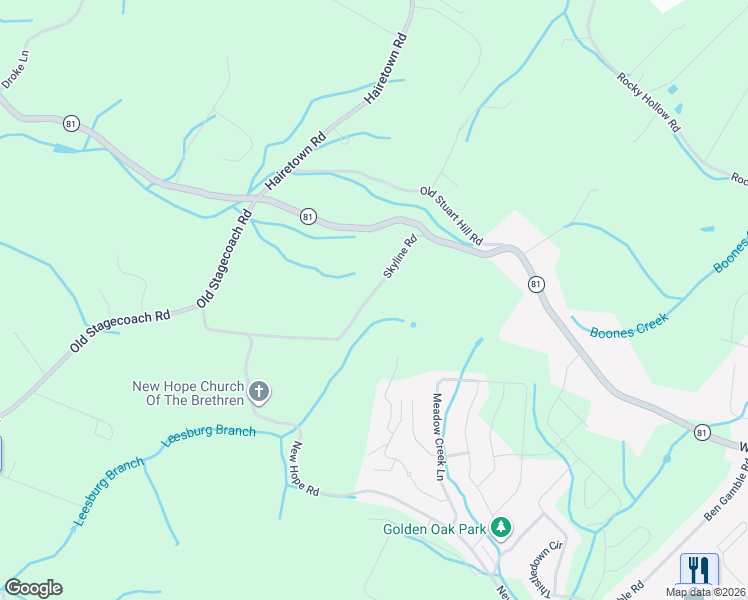 map of restaurants, bars, coffee shops, grocery stores, and more near 154 Skyline Road in Jonesborough