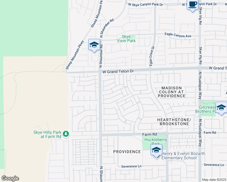 map of restaurants, bars, coffee shops, grocery stores, and more near 10614 Thor Mountain Lane in Las Vegas