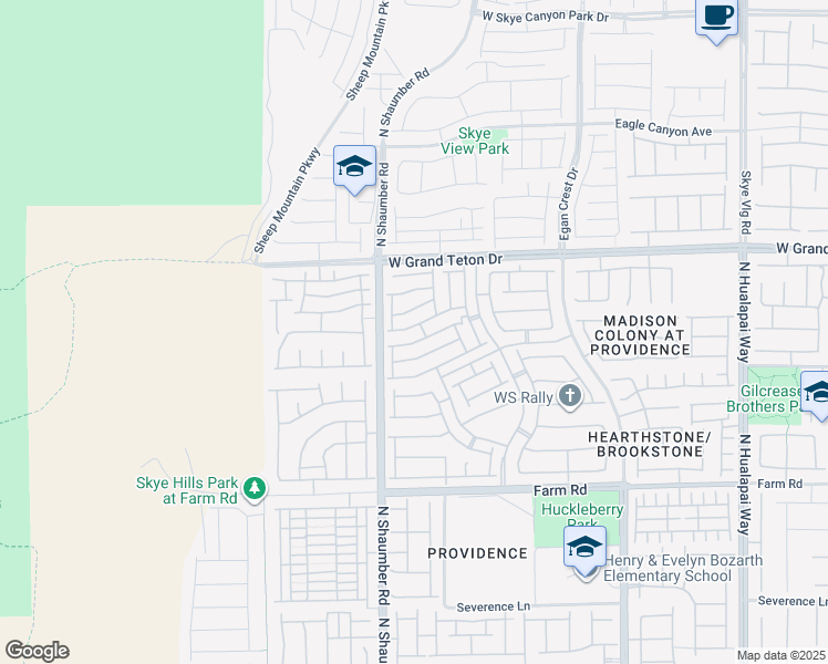 map of restaurants, bars, coffee shops, grocery stores, and more near 10625 Thor Mountain Lane in Las Vegas