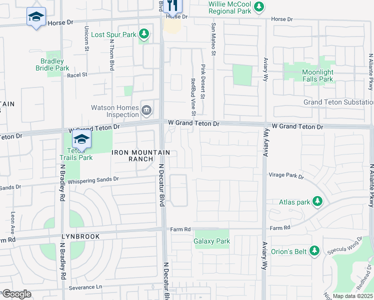 map of restaurants, bars, coffee shops, grocery stores, and more near 7890 Aurora Sky St in North Las Vegas