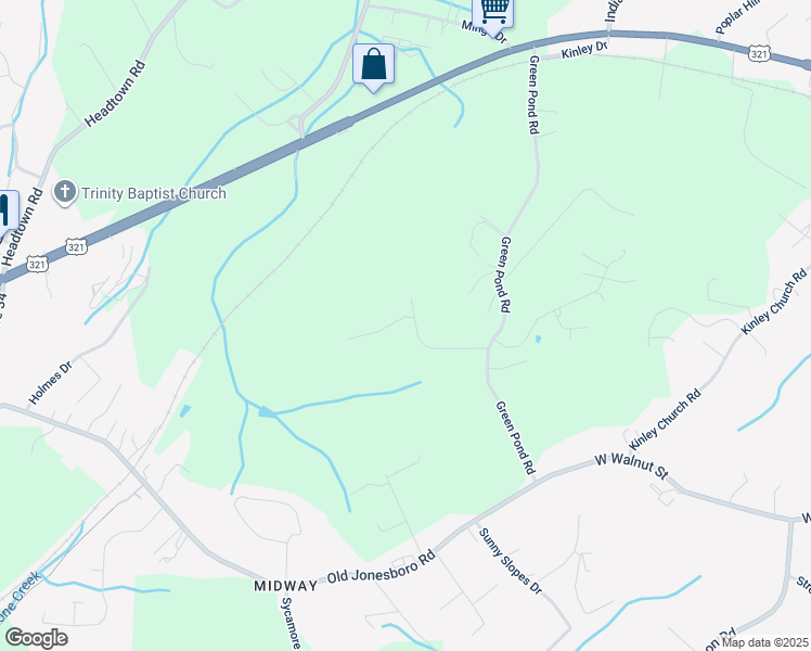 map of restaurants, bars, coffee shops, grocery stores, and more near 154 Tamarack Drive in Johnson City