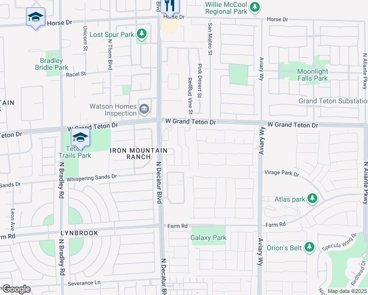 map of restaurants, bars, coffee shops, grocery stores, and more near 7890 Aurora Sky St in North Las Vegas